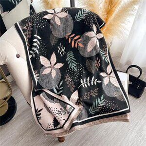 Printed Raw Hem Scarf